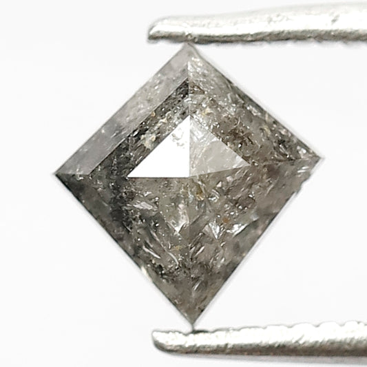 0.98 CT Kite Shape Natural Loose Diamond, 7 mm Grey Black color Perfect Rose cut salt and pepper for making three stone Engagement ring