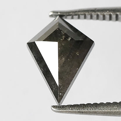 0.96 CT Earth Mined Kite Shape Loose Diamond, Natural Gray Black Salt and Pepper Diamond For Proposal Ring and Jewelry