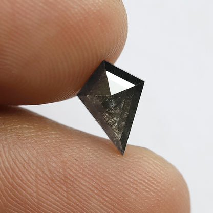 0.96 CT Earth Mined Kite Shape Loose Diamond, Natural Gray Black Salt and Pepper Diamond For Proposal Ring and Jewelry
