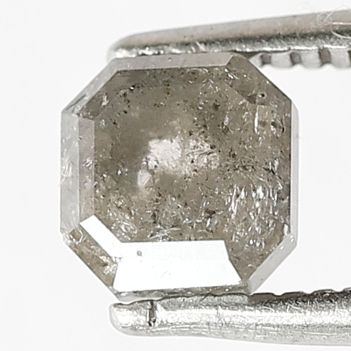 0.88 CT Asscher shape Natural Loose Diamond, 5 mm grey black color salt and pepper for making Diamond stud Earrings and Engagement ring