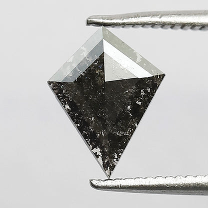 0.65 CT Gray Black Kite Shape Ethical Loose Diamond, 9.60 mm Natural Salt and Pepper Diamond For Making Bridal Jewelry