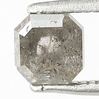 0.88 CT Asscher shape Natural Loose Diamond, 5 mm grey black color salt and pepper for making Diamond stud Earrings and Engagement ring