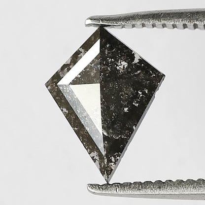 0.65 CT Gray Black Kite Shape Ethical Loose Diamond, 9.60 mm Natural Salt and Pepper Diamond For Making Bridal Jewelry