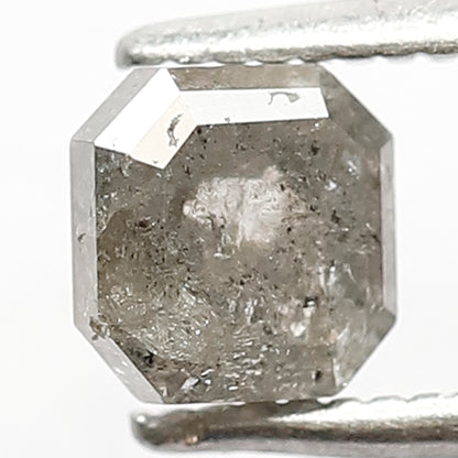 0.88 CT Asscher shape Natural Loose Diamond, 5 mm grey black color salt and pepper for making Diamond stud Earrings and Engagement ring