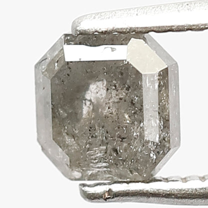 0.88 CT Asscher shape Natural Loose Diamond, 5 mm grey black color salt and pepper for making Diamond stud Earrings and Engagement ring
