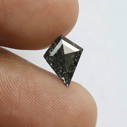 0.65 CT Gray Black Kite Shape Ethical Loose Diamond, 9.60 mm Natural Salt and Pepper Diamond For Making Bridal Jewelry