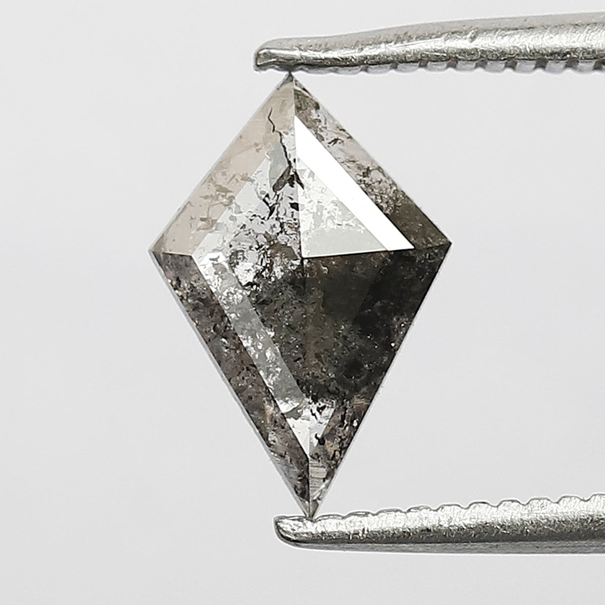 0.62 CT Kite Shape Translucent Salt and Pepper Diamond, 9.60 mm Natural Gray Black Loose Diamond For Wedding Band