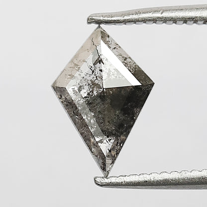 0.62 CT Kite Shape Translucent Salt and Pepper Diamond, 9.60 mm Natural Gray Black Loose Diamond For Wedding Band