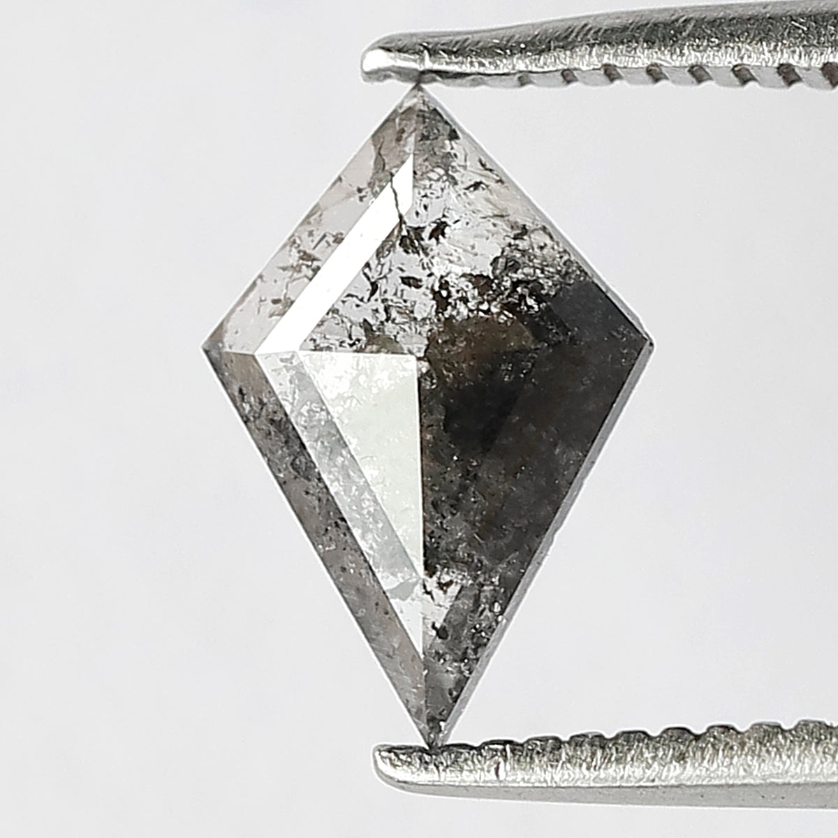 0.62 CT Kite Shape Translucent Salt and Pepper Diamond, 9.60 mm Natural Gray Black Loose Diamond For Wedding Band