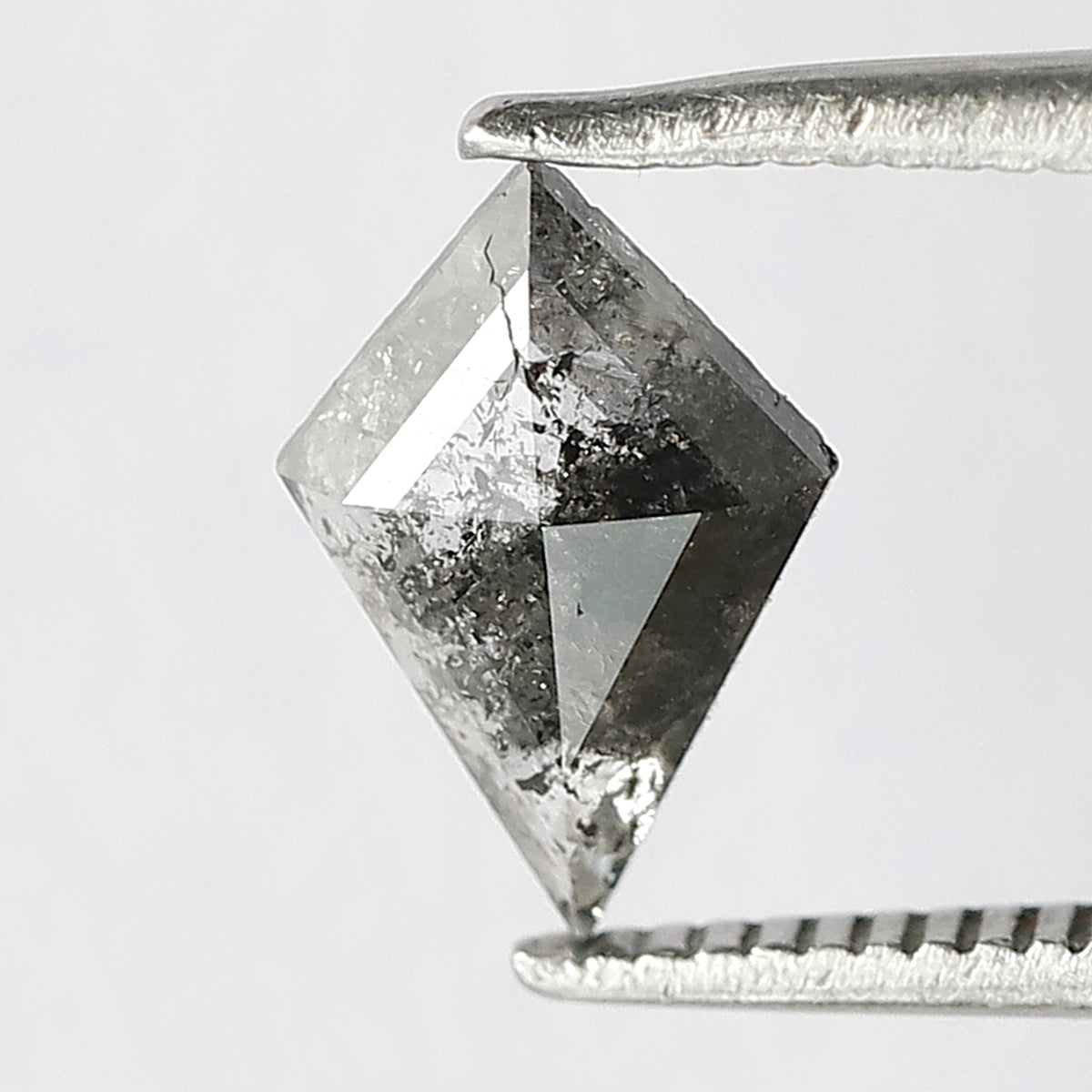 0.62 CT Kite Shape Translucent Salt and Pepper Diamond, 9.60 mm Natural Gray Black Loose Diamond For Wedding Band