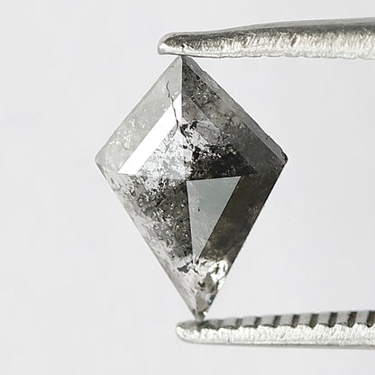 0.62 CT Kite Shape Translucent Salt and Pepper Diamond, 9.60 mm Natural Gray Black Loose Diamond For Wedding Band