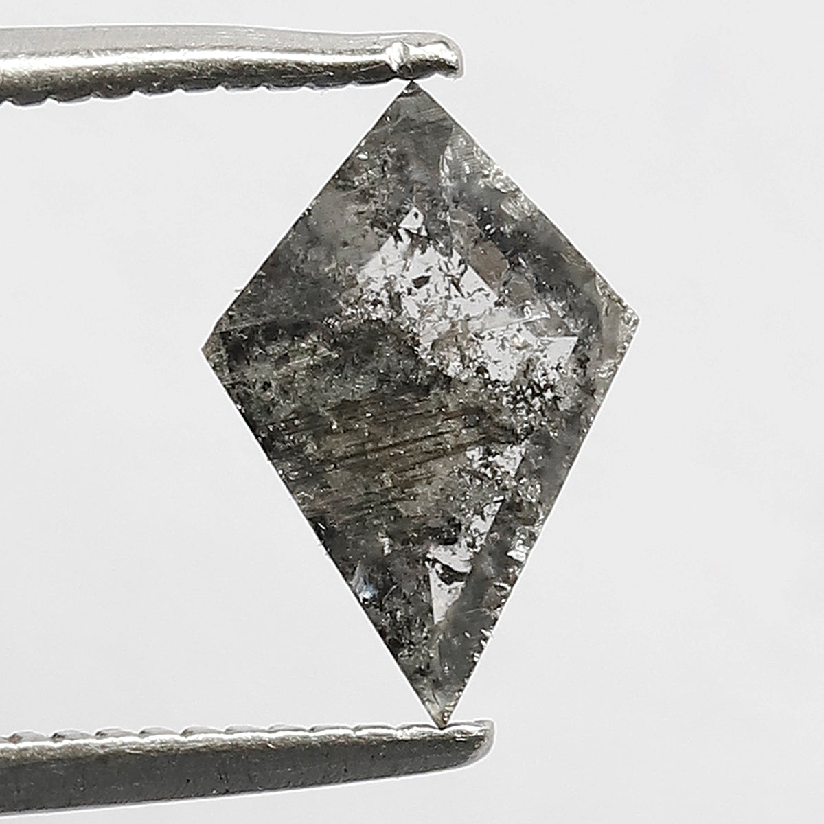 0.62 CT Kite Shape Translucent Salt and Pepper Diamond, 9.60 mm Natural Gray Black Loose Diamond For Wedding Band