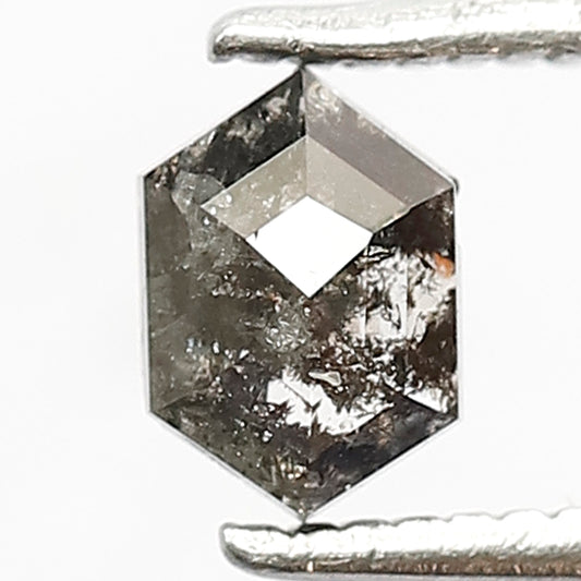 0.51 CT Hexagon Shape Natural Loose Diamond, 5 mm Perfect cut Grey Black color Salt and pepper for making custom Diamond Engagement ring