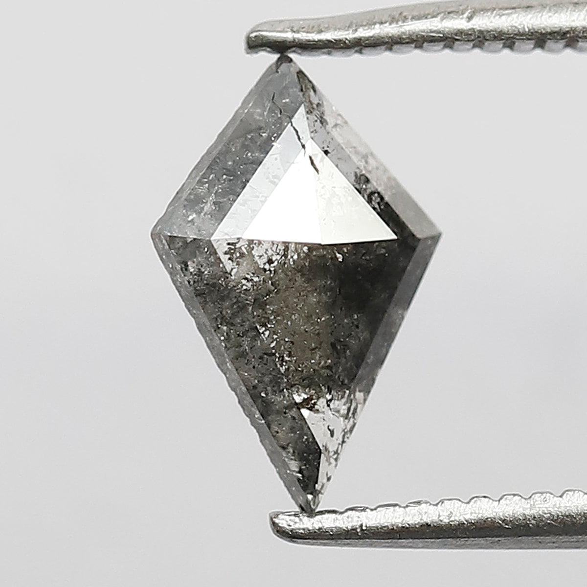 0.62 CT Kite Shape Translucent Salt and Pepper Diamond, 9.60 mm Natural Gray Black Loose Diamond For Wedding Band