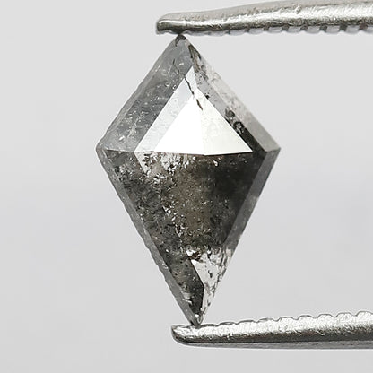 0.62 CT Kite Shape Translucent Salt and Pepper Diamond, 9.60 mm Natural Gray Black Loose Diamond For Wedding Band