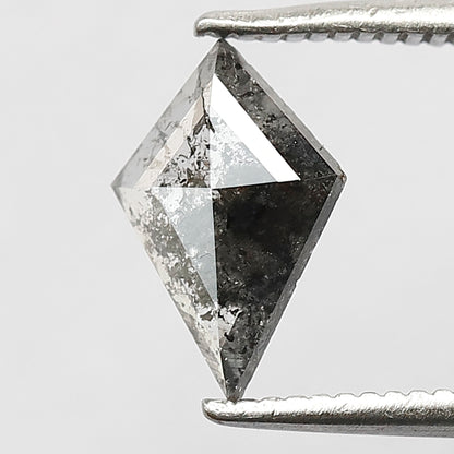0.62 CT Kite Shape Translucent Salt and Pepper Diamond, 9.60 mm Natural Gray Black Loose Diamond For Wedding Band