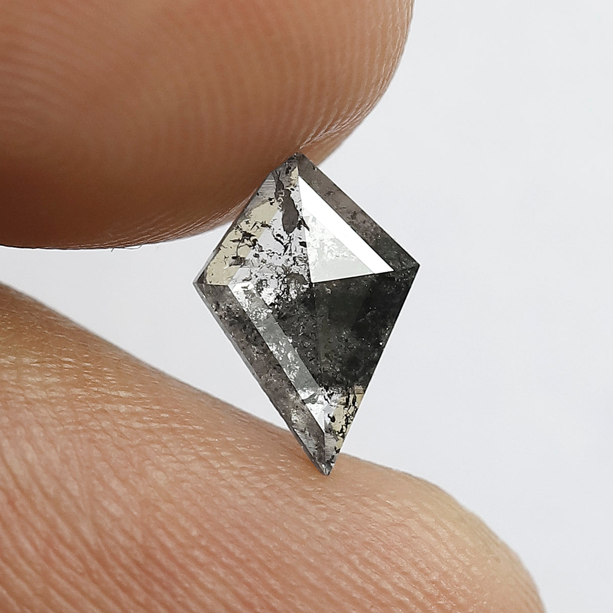 0.62 CT Kite Shape Translucent Salt and Pepper Diamond, 9.60 mm Natural Gray Black Loose Diamond For Wedding Band