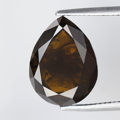 3.82 Ct Pear Shape Natural Loose Diamond 11 MM Elongated Honey Brown Color Salt and Pepper Diamond