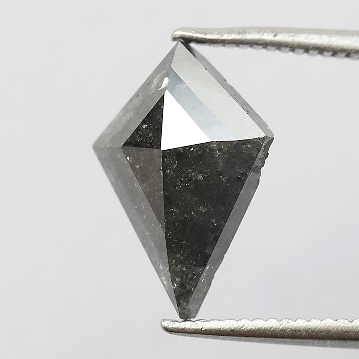 2.25 CT Kite Shape Natural Loose Earth Mined Diamond, 12.50 mm Gray Black Salt and Pepper Diamond For Wedding Ring