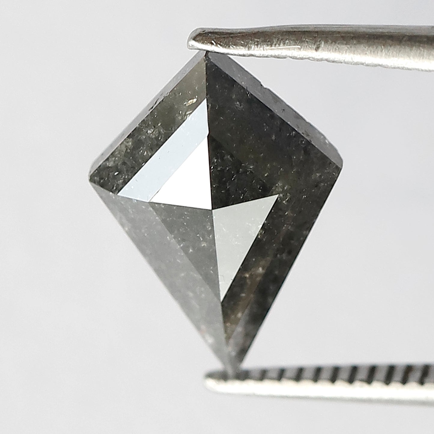 2.25 CT Kite Shape Natural Loose Earth Mined Diamond, 12.50 mm Gray Black Salt and Pepper Diamond For Wedding Ring