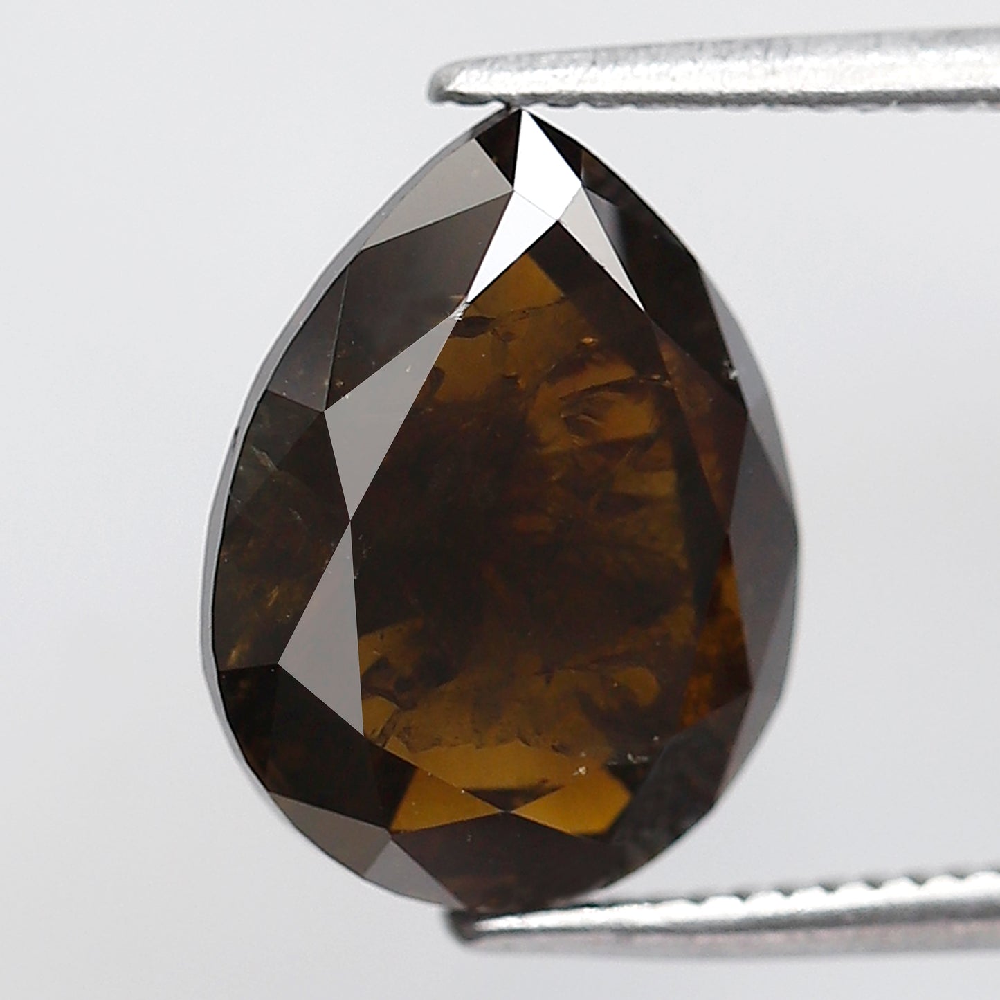 3.82 Ct Pear Shape Natural Loose Diamond 11 MM Elongated Honey Brown Color Salt and Pepper Diamond