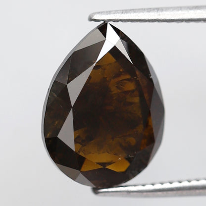 3.82 Ct Pear Shape Natural Loose Diamond 11 MM Elongated Honey Brown Color Salt and Pepper Diamond