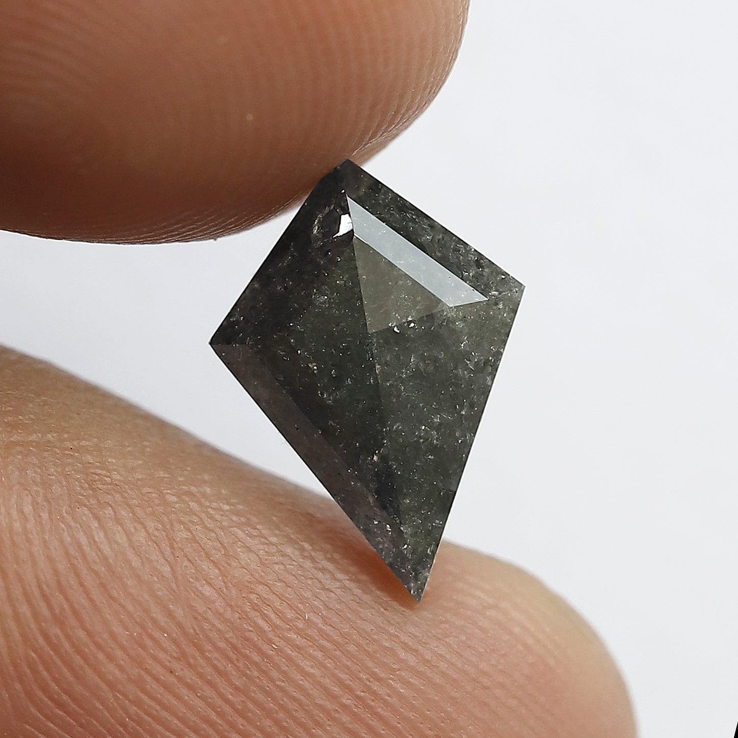 2.25 CT Kite Shape Natural Loose Earth Mined Diamond, 12.50 mm Gray Black Salt and Pepper Diamond For Wedding Ring
