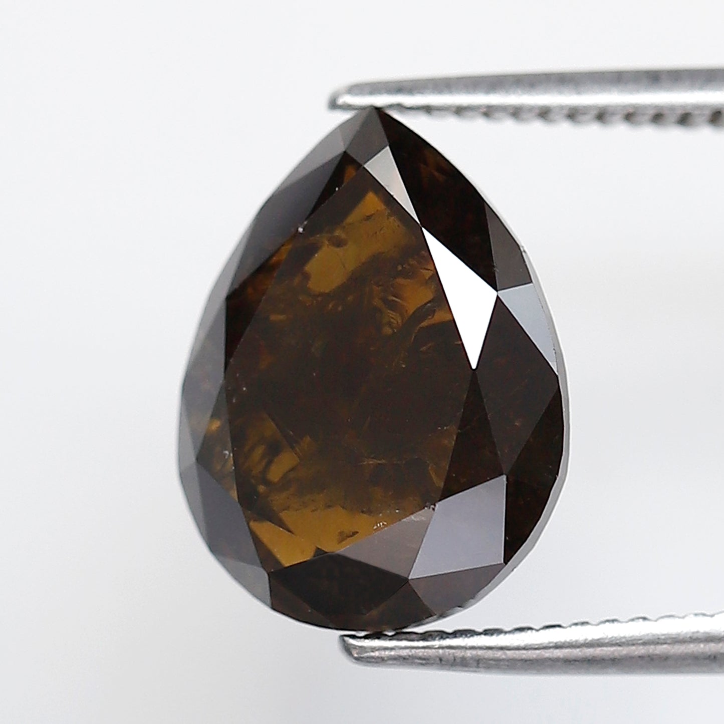3.82 Ct Pear Shape Natural Loose Diamond 11 MM Elongated Honey Brown Color Salt and Pepper Diamond
