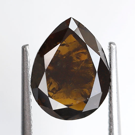 3.82 Ct Pear Shape Natural Loose Diamond 11 MM Elongated Honey Brown Color Salt and Pepper Diamond