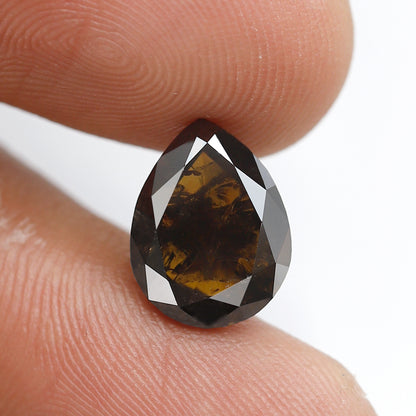 3.82 Ct Pear Shape Natural Loose Diamond 11 MM Elongated Honey Brown Color Salt and Pepper Diamond
