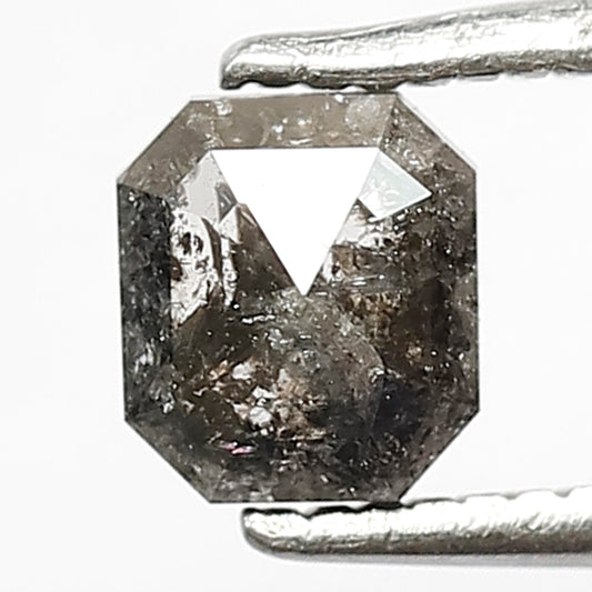 0.68 CT Emerald Shape Earth mined Natural Loose  Diamond, 5 mm Rose cut Grey Black color Salt and pepper for making  Engagement ring