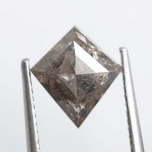2.40 Ct 10 MM Kite Shape Salt and Pepper Diamond Grey Black Color Natural Loose Diamond