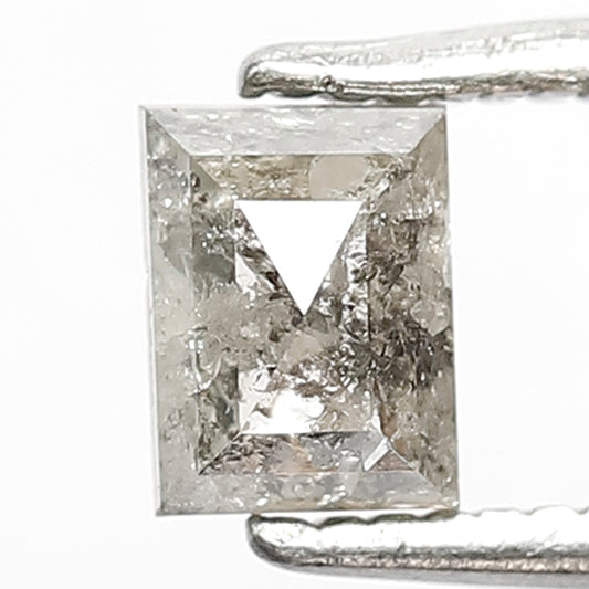 0.55 CT Rectangle shape Natural Loose Diamond, 5 mm perfect cut Grey Black color salt and pepper for making custom Diamond Engagement ring