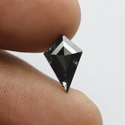 Natural Kite Shape Gray Black Diamond 1.34 CT, Salt and Pepper Loose Ethical Diamond for Custom Ring