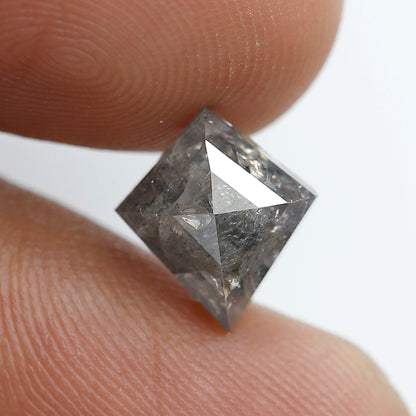 2.40 Ct 10 MM Kite Shape Salt and Pepper Diamond Grey Black Color Natural Loose Diamond