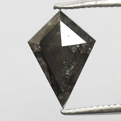 1.29 CT Conflict Free Kite Cut Diamond, Gray Black Salt and Pepper Natural Loose Diamond for Engagement Ring Making