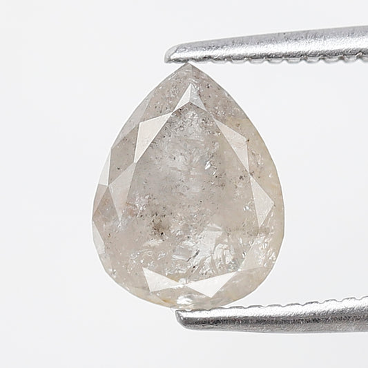 1.36 Ct Pear Shape Salt and Pepper Diamond 8 MM Grey white Color Natural Loose Diamond