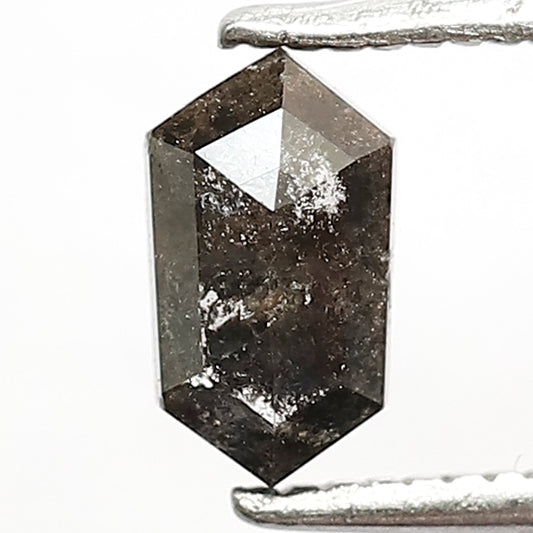 0.64 CT Hexagon shape Natural Loose Diamond, 7 mm Grey Black color salt and pepper for making custom Diamond Engagement ring for Bride-to-be