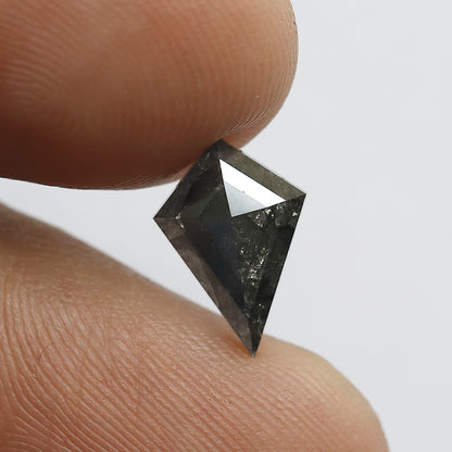 1.29 CT Conflict Free Kite Cut Diamond, Gray Black Salt and Pepper Natural Loose Diamond for Engagement Ring Making