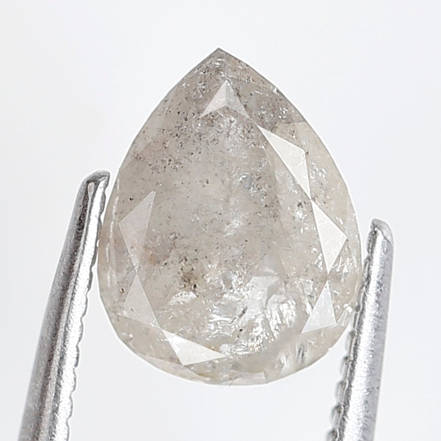 1.36 Ct Pear Shape Salt and Pepper Diamond 8 MM Grey white Color Natural Loose Diamond