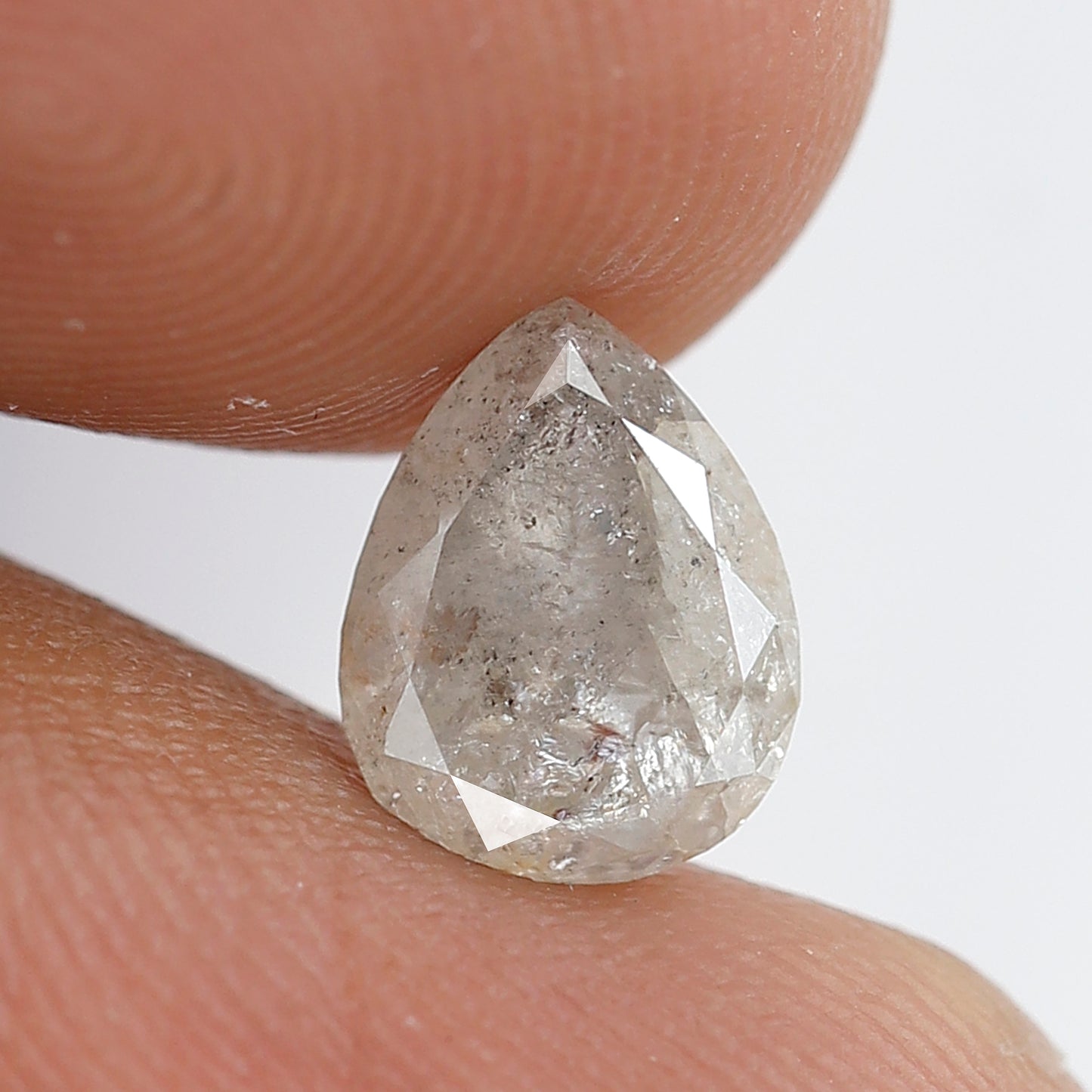 1.36 Ct Pear Shape Salt and Pepper Diamond 8 MM Grey white Color Natural Loose Diamond