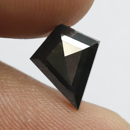 1.22 CT Natural Gray Black Loose Diamond, 10.00 x 8.00 mm Gray Black Salt and Pepper Diamond For Bridal Ring