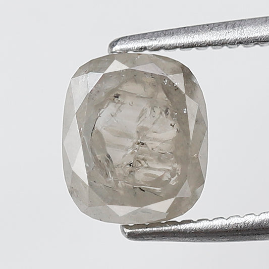 1.49 Ct Elongated Cushion Shape Salt and Pepper Diamond 6 MM Grey Color Natural Loose Diamond