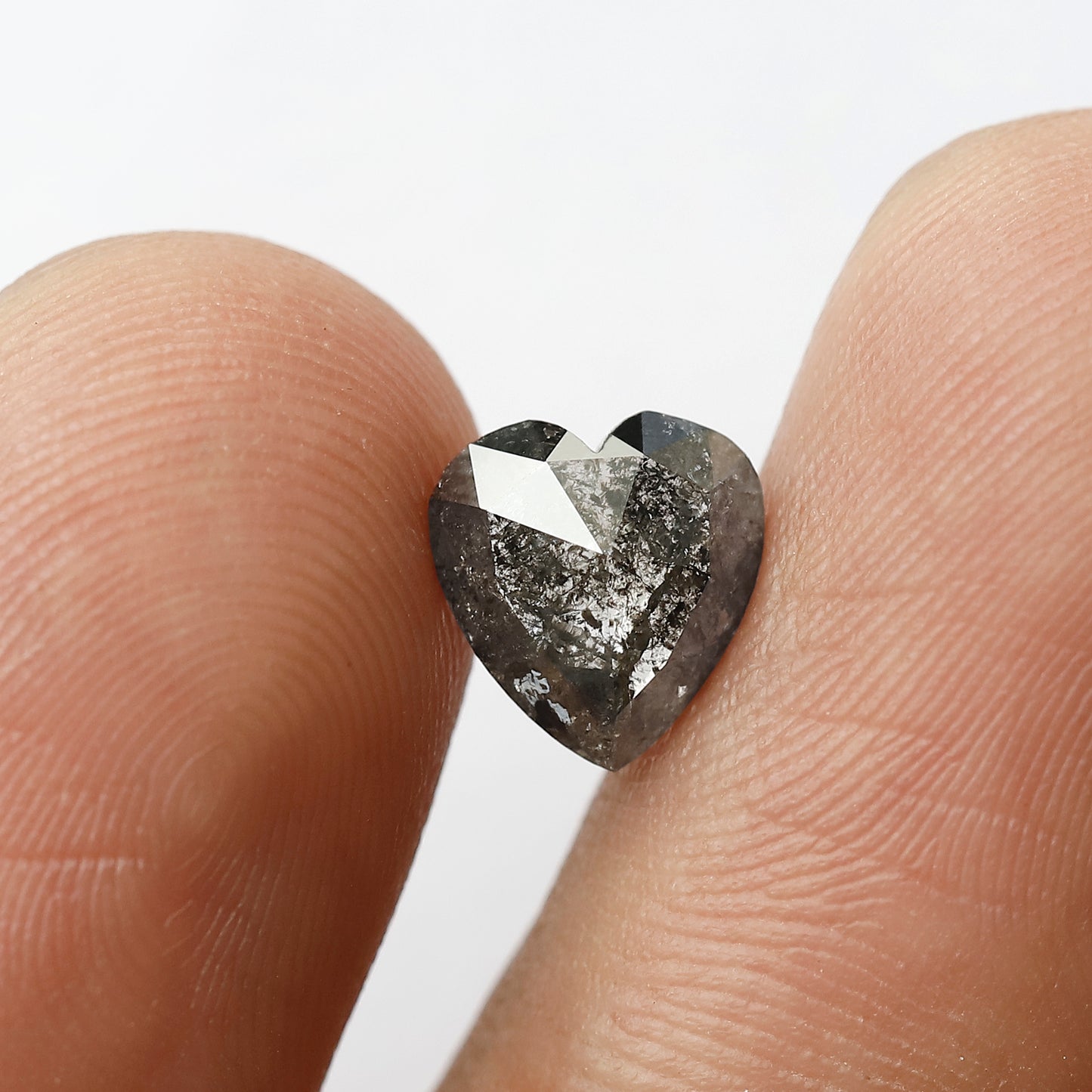 1.11 CT Heart Shape Brownish color salt and pepper diamond 8 mm fancy cut Diamond for Engagement Ring