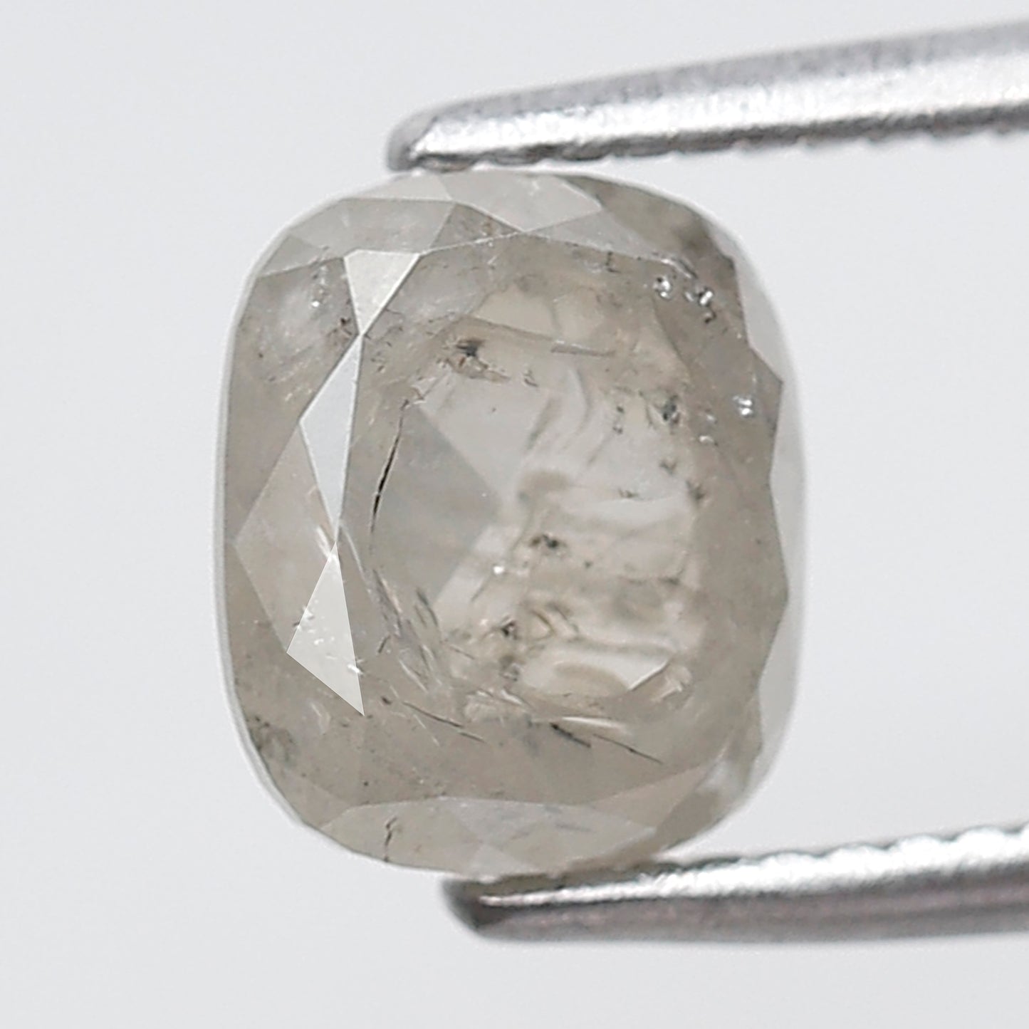1.49 Ct Elongated Cushion Shape Salt and Pepper Diamond 6 MM Grey Color Natural Loose Diamond