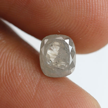 1.49 Ct Elongated Cushion Shape Salt and Pepper Diamond 6 MM Grey Color Natural Loose Diamond