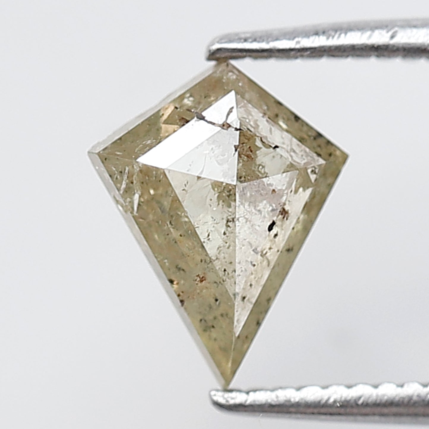 0.88 Ct Kite Shape Salt and Pepper Diamond 8 MM Translucent Yellow Color Natural Loose Diamond