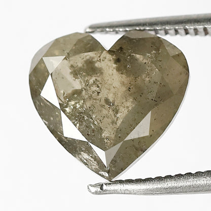 3.74 CT Heart Shape Rustic Diamond, Natural Greenish color Conflict Free Diamond