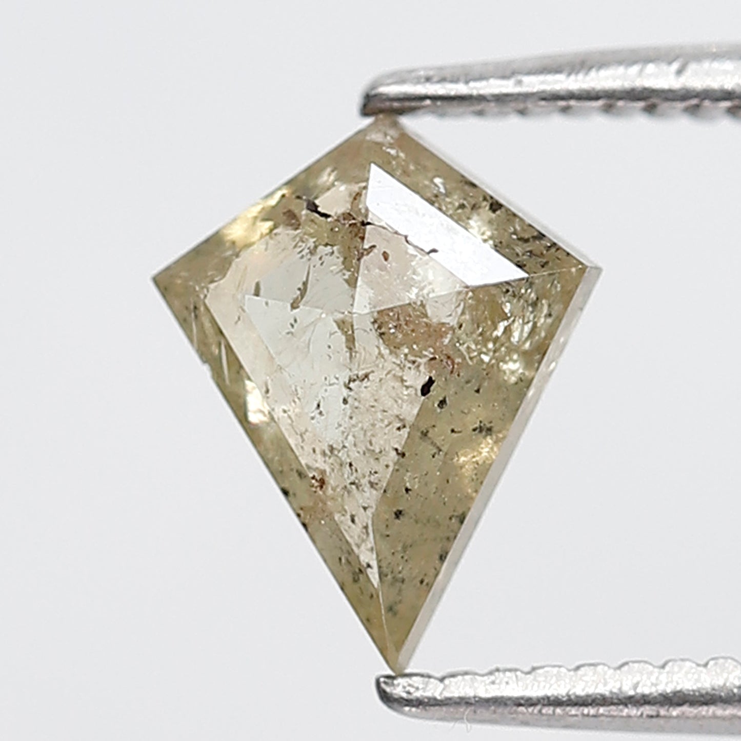 0.88 Ct Kite Shape Salt and Pepper Diamond 8 MM Translucent Yellow Color Natural Loose Diamond