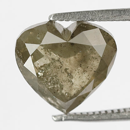 3.74 CT Heart Shape Rustic Diamond, Natural Greenish color Conflict Free Diamond